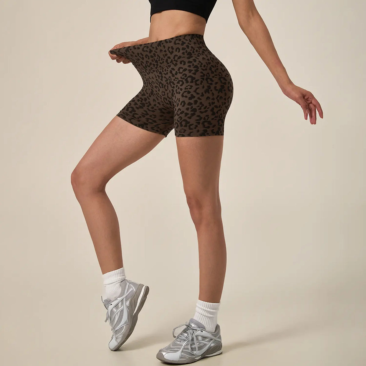 TIMEOFF Women'S Fresh Fashion Sports Shorts, High Waist Seamless Sculpt Stretch Activewear with Anti-Roll Waistband for Yoga & Daily Fit, Women'S Clothes, Leopard Print Wear,Travel Essentials,Camping Essentials, Cheetah Print, Clothes for Women