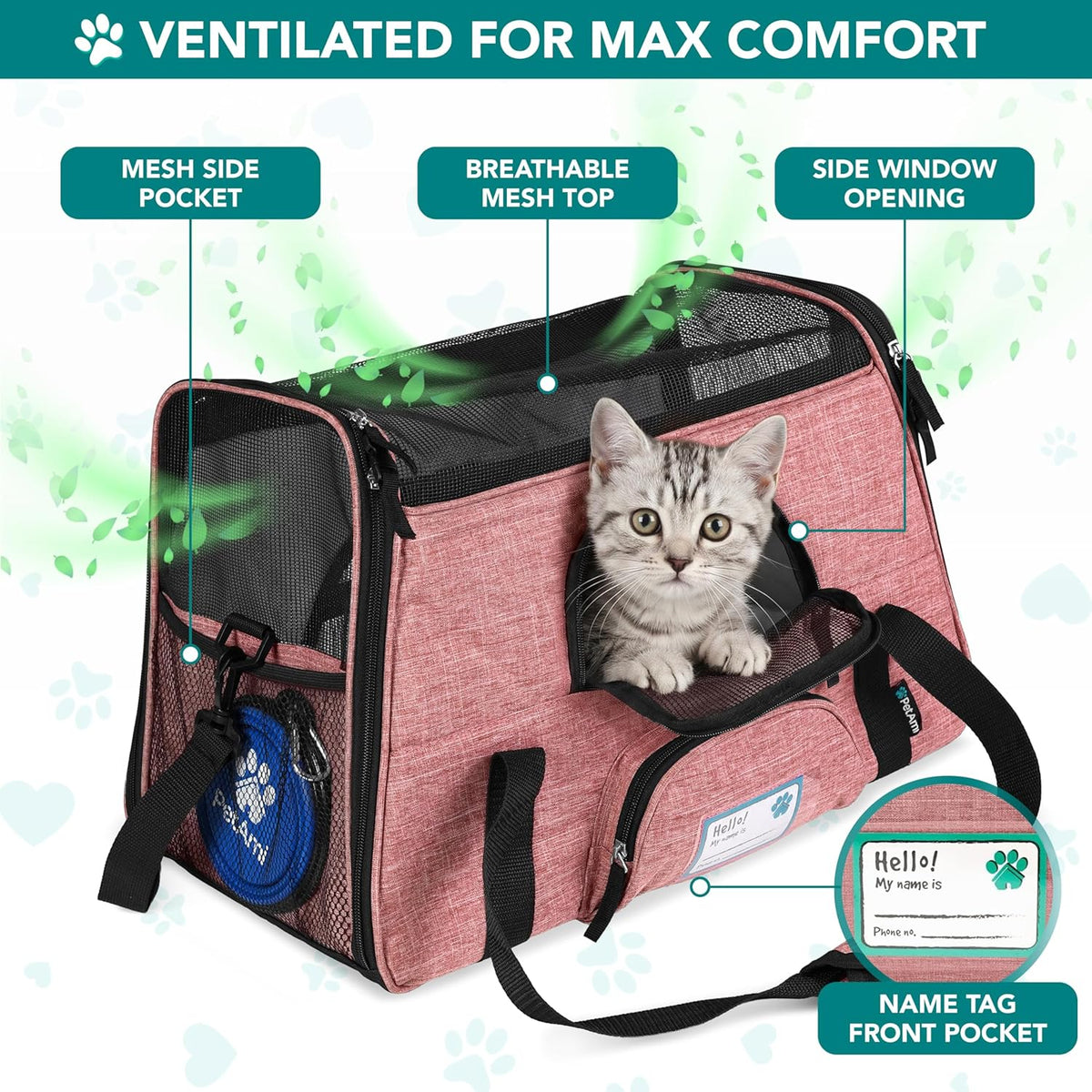 Airline Approved Pet Carrier Cat Small Dogs, Small Heather White Red