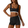 Aoysky Women'S Polka Dot 2-Piece Yoga Set - Square Neck Sports Bra, High Waist Biker Shorts, Loose-Fitting Female Workout Set for Gym, Athletic Use (Do Not Dry Clean), 2 Piece Set, Women'S Workout Sets