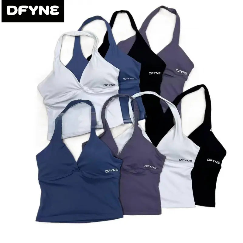 Dfyne Women'S Seamless Wirefree Sports Bra - Longline Racerback Crop Top with Removable Pad, Nylon Blend for Upper Body Workout & Resistance Training, Ultimate Sports Bra, Multifunctional Sports Bra
