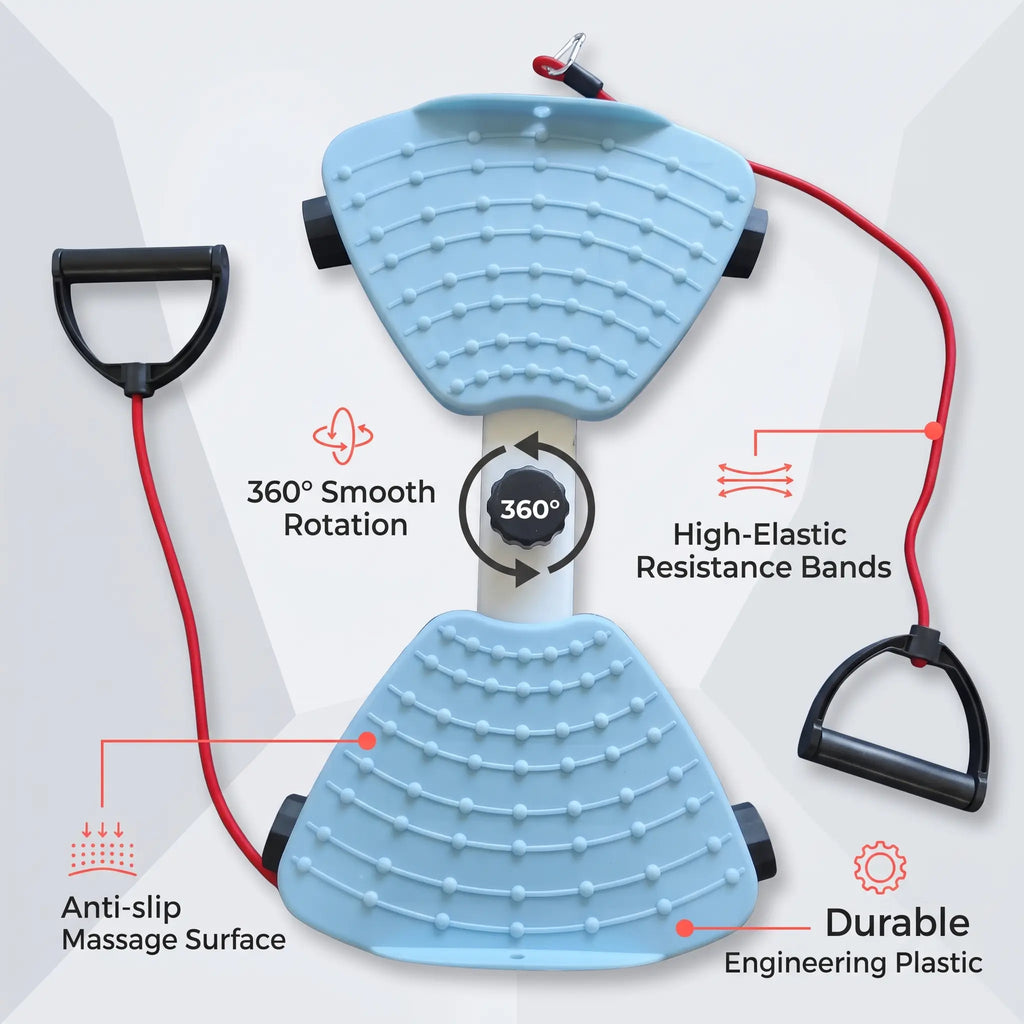 Waist Twisting Machine - Detachable Resistance Bands, Massage Nodes, Non-Slip Rotating Balance Trainer, Compact Portable Home Workout Equipment, Abdominal & Stomach Workout Gear for Home Use, Abdominal Exercise Equipment