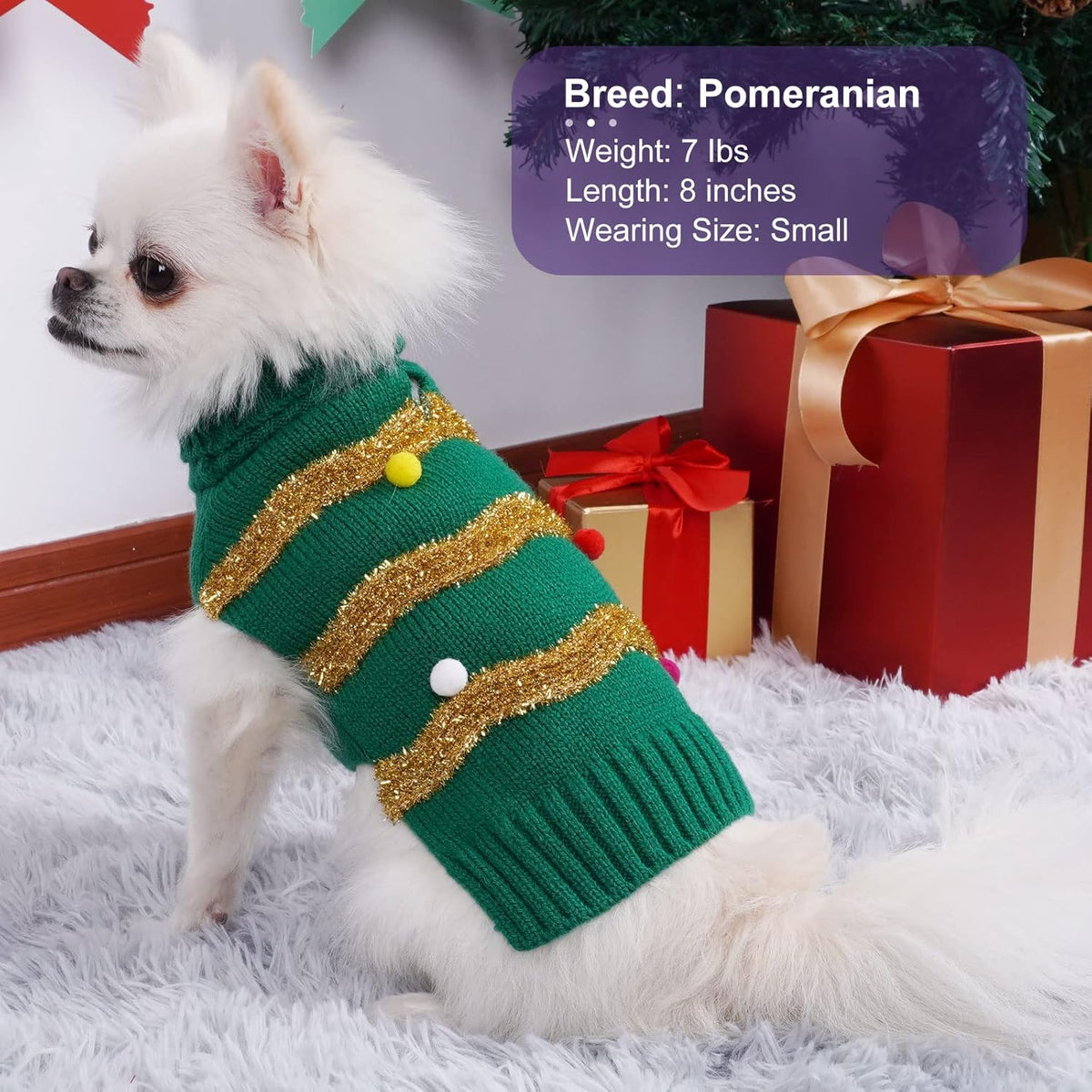 Dog Christmas Sweater, Turtleneck Pullover Holiday Outfit, Bulb 3XL