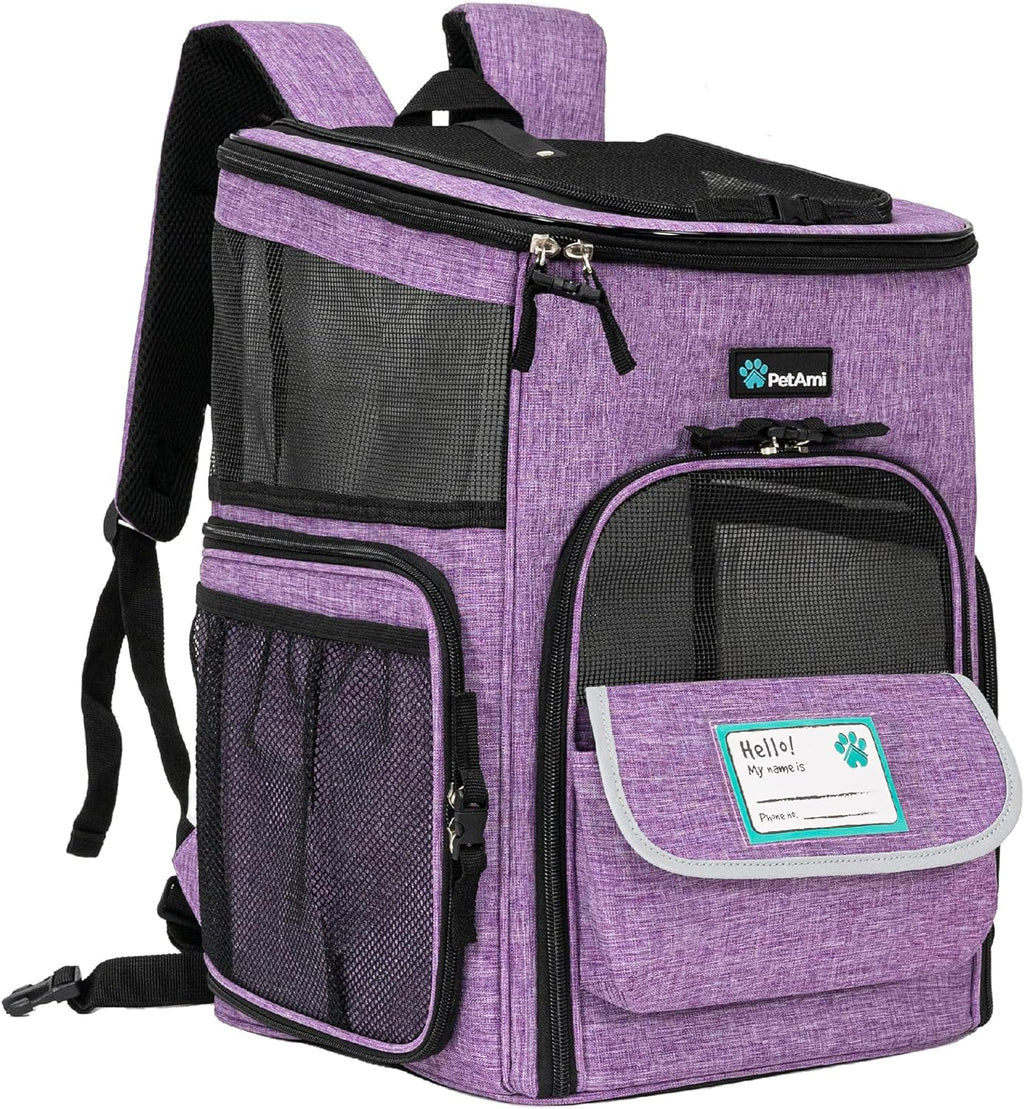 Dog Backpack Carrier, Airline Approved 4-Way Entry Cat Bag, Purple