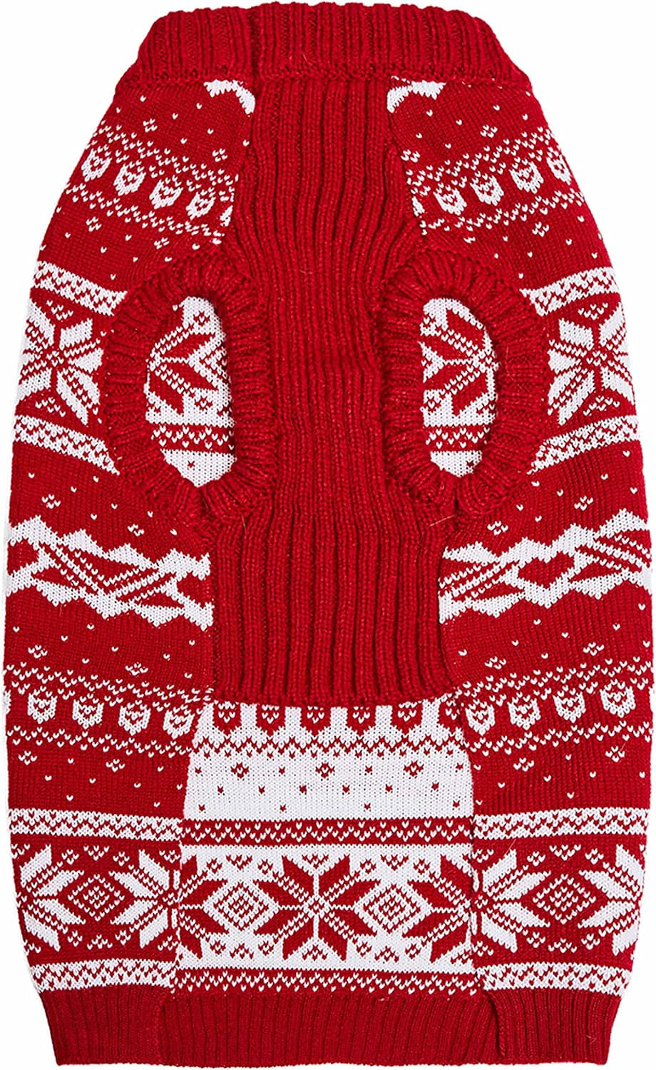 Ugly Christmas Snowflake Dog Sweater, Mockneck Fair Isle Clothes, Red, 22" Back Length, Warm Winter Accessories for Large Dogs, Award-Winning Petcare Brand