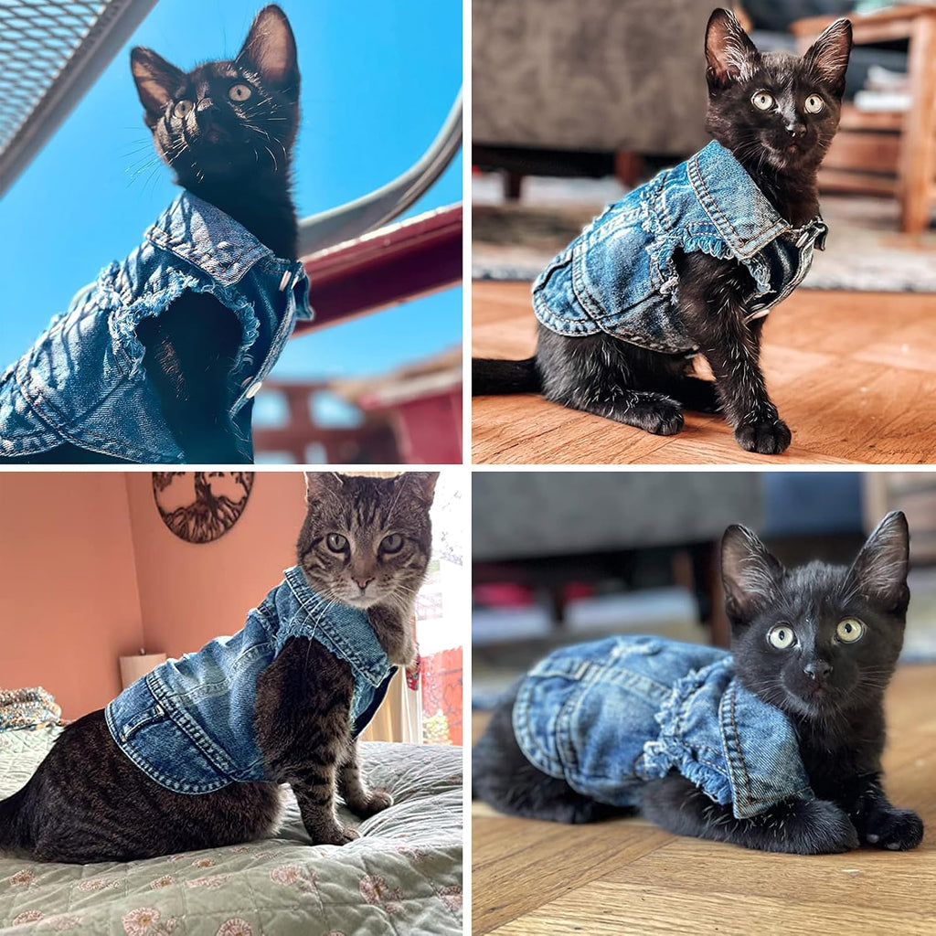Dog Jeans Jacket Pet Denim Vest, Dog Clothes for Small Dogs & Puppies