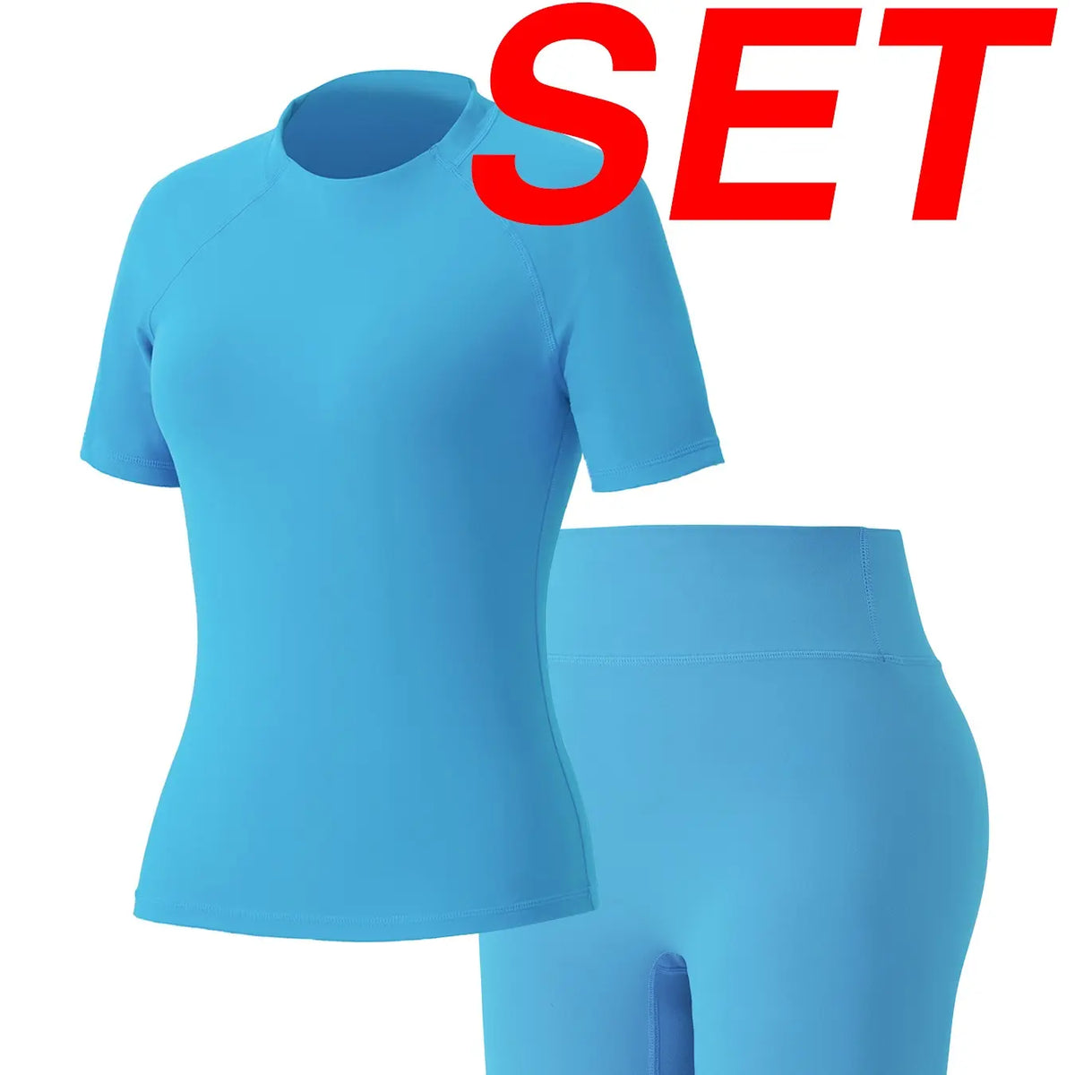 Uncia Active Women Stylish Raglan Short Sleeve Yoga Matching Set, Soft Stretch Crop Top & High Waist Biker Shorts Separates, Multi-Color Moisture Wicking Workout Activewear for Sports Daily Wear Backtoschool