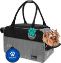 Small Dog Purse Carrier with Pockets, Airline Approved, Stripe Black