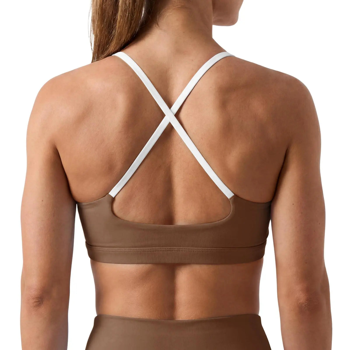 Aoysky Women'S Wireless Padded Spaghetti Strap Scoop Neck Cross Back Workout Bra - 3/4 Coverage Athleisure Crop Top for Yoga, Running; Check Size Chart