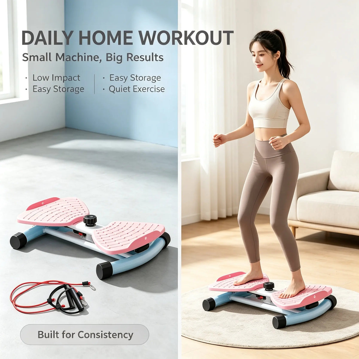 Waist Twisting Machine - Detachable Resistance Bands, Massage Nodes, Non-Slip Rotating Balance Trainer, Compact Portable Home Workout Equipment, Abdominal & Stomach Workout Gear for Home Use, Abdominal Exercise Equipment
