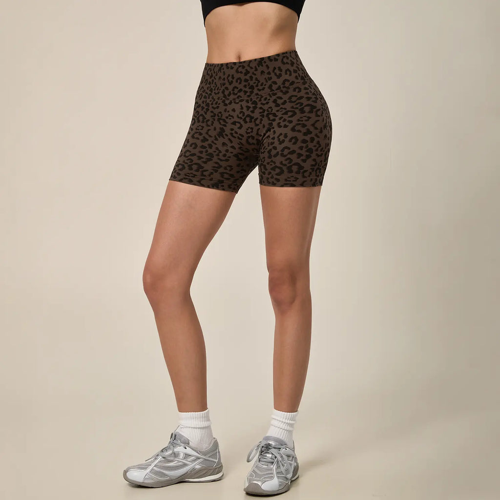 TIMEOFF Women'S Fresh Fashion Sports Shorts, High Waist Seamless Sculpt Stretch Activewear with Anti-Roll Waistband for Yoga & Daily Fit, Women'S Clothes, Leopard Print Wear,Travel Essentials,Camping Essentials, Cheetah Print, Clothes for Women