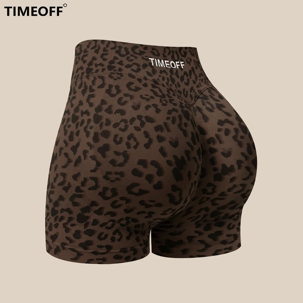 TIMEOFF Women'S Fresh Fashion Sports Shorts, High Waist Seamless Sculpt Stretch Activewear with Anti-Roll Waistband for Yoga & Daily Fit, Women'S Clothes, Leopard Print Wear,Travel Essentials,Camping Essentials, Cheetah Print, Clothes for Women
