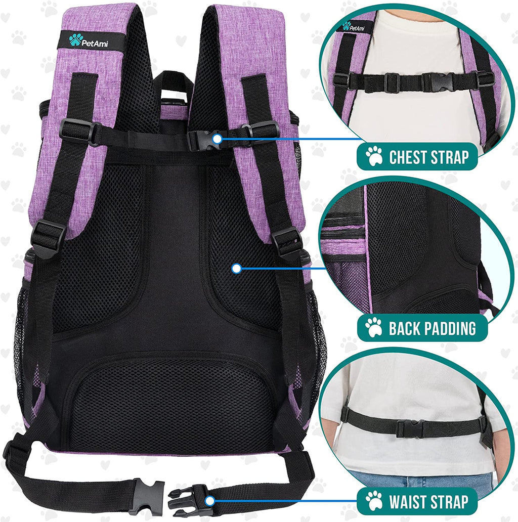 Dog Backpack Carrier, Airline Approved 4-Way Entry Cat Bag, Purple