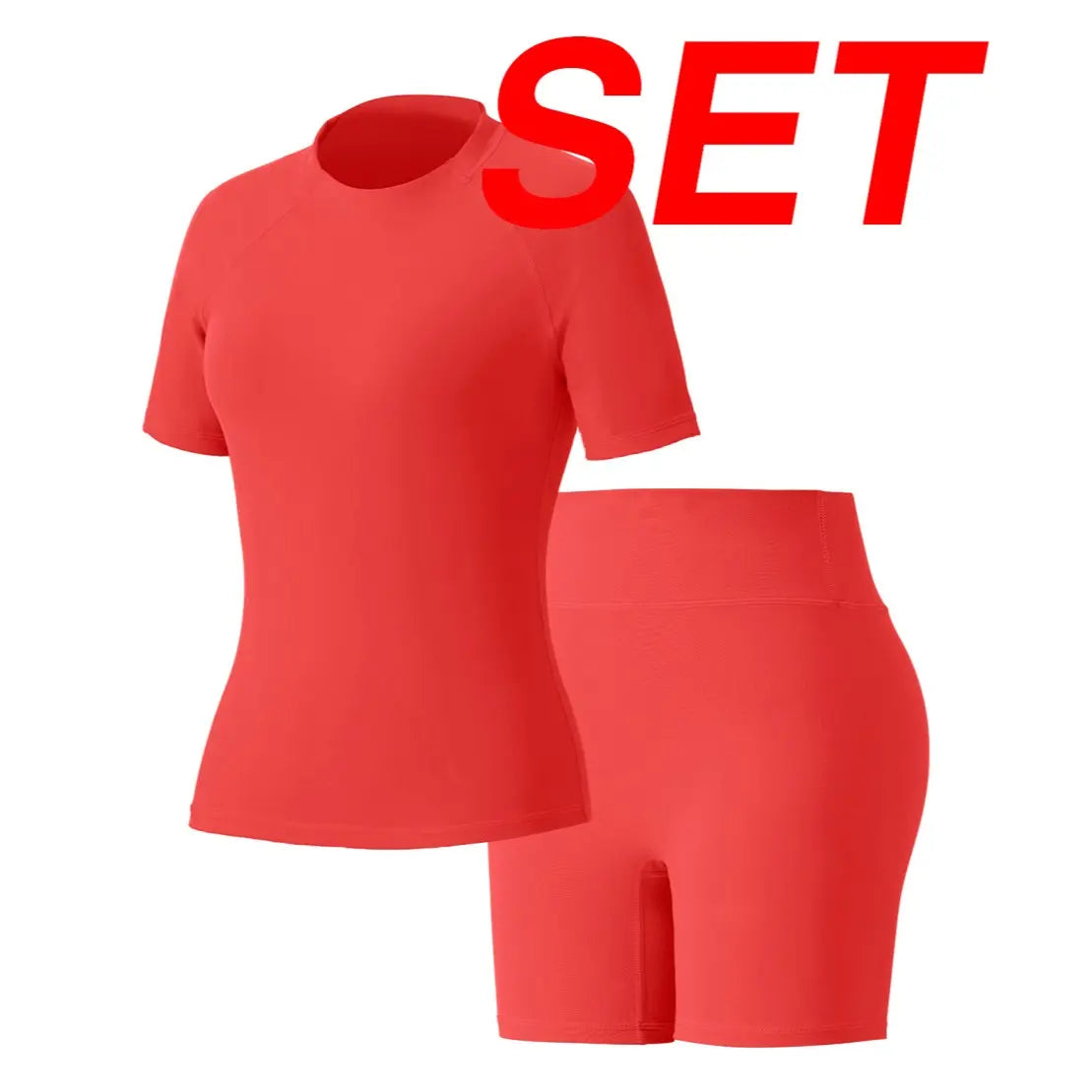 Uncia Active Women Stylish Raglan Short Sleeve Yoga Matching Set, Soft Stretch Crop Top & High Waist Biker Shorts Separates, Multi-Color Moisture Wicking Workout Activewear for Sports Daily Wear Backtoschool