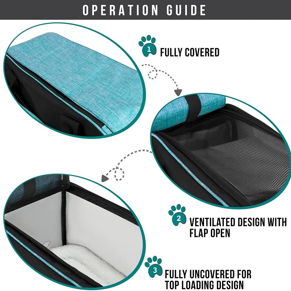 Small Dog Purse Carrier with Pockets, Airline Approved, Turquoise
