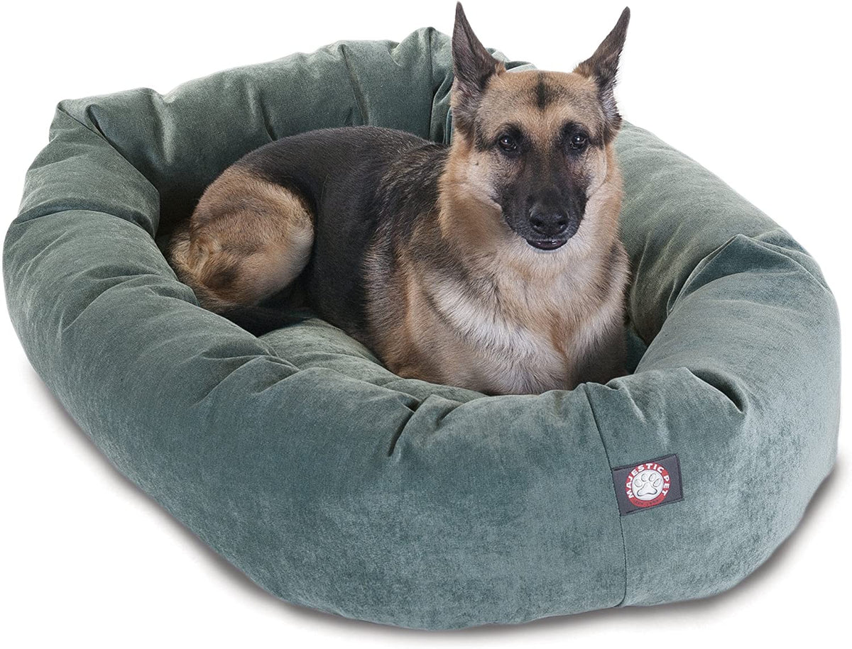 Micro Velvet Dog Bed, 52 Inch X-Large, Round, Washable, Azure
