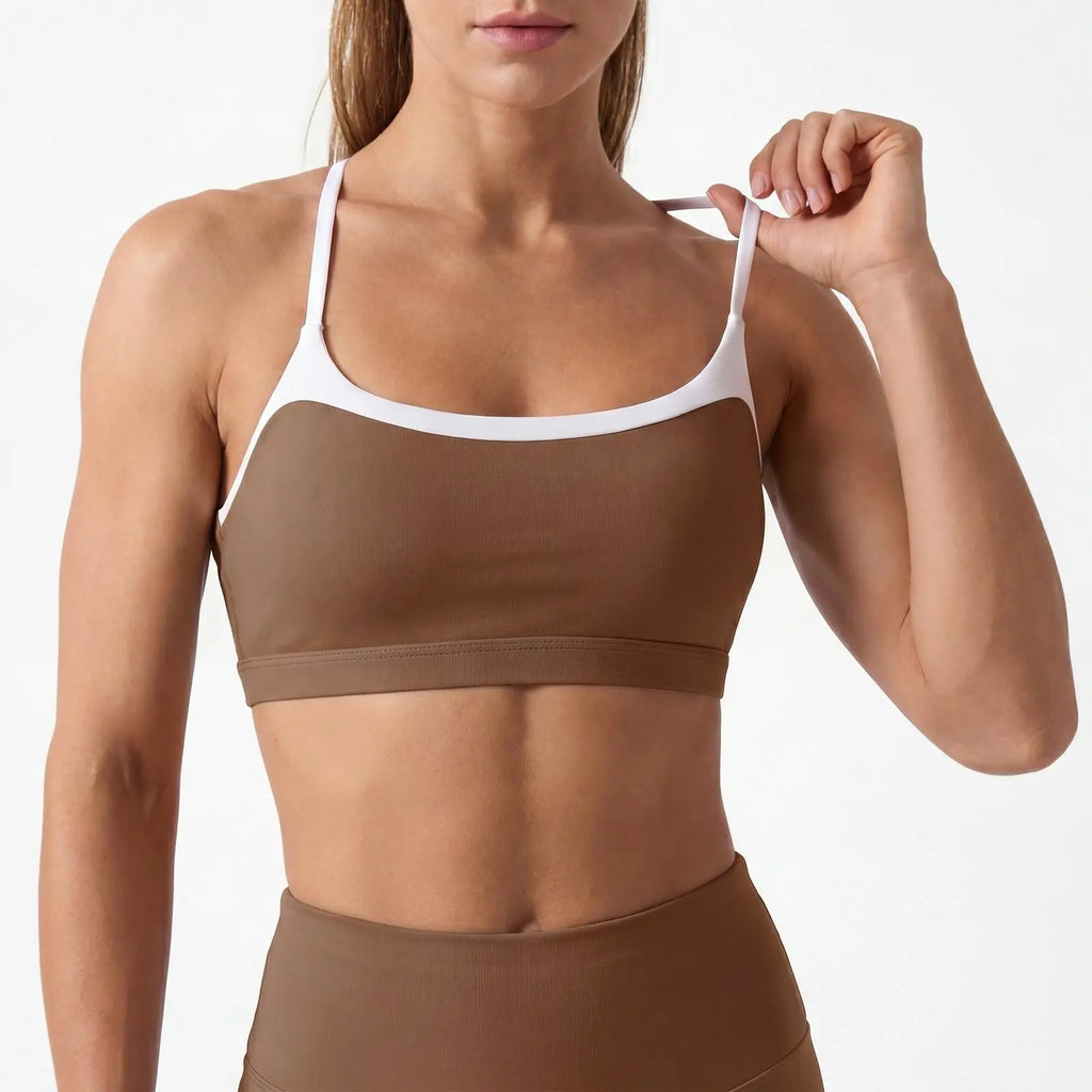 Aoysky Women'S Wireless Padded Spaghetti Strap Scoop Neck Cross Back Workout Bra - 3/4 Coverage Athleisure Crop Top for Yoga, Running; Check Size Chart