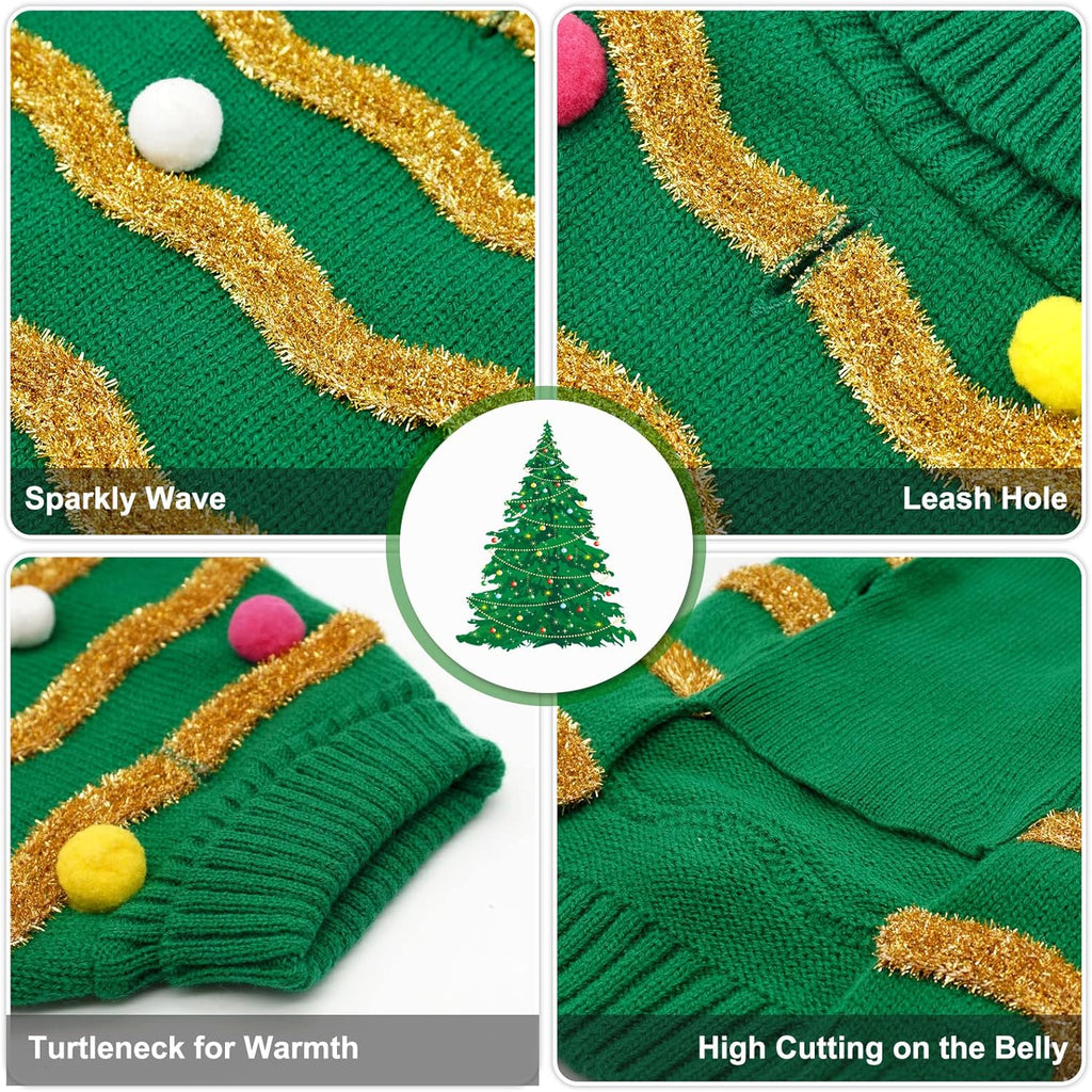 Dog Christmas Sweater, Turtleneck Pullover Holiday Outfit, Bulb 3XL