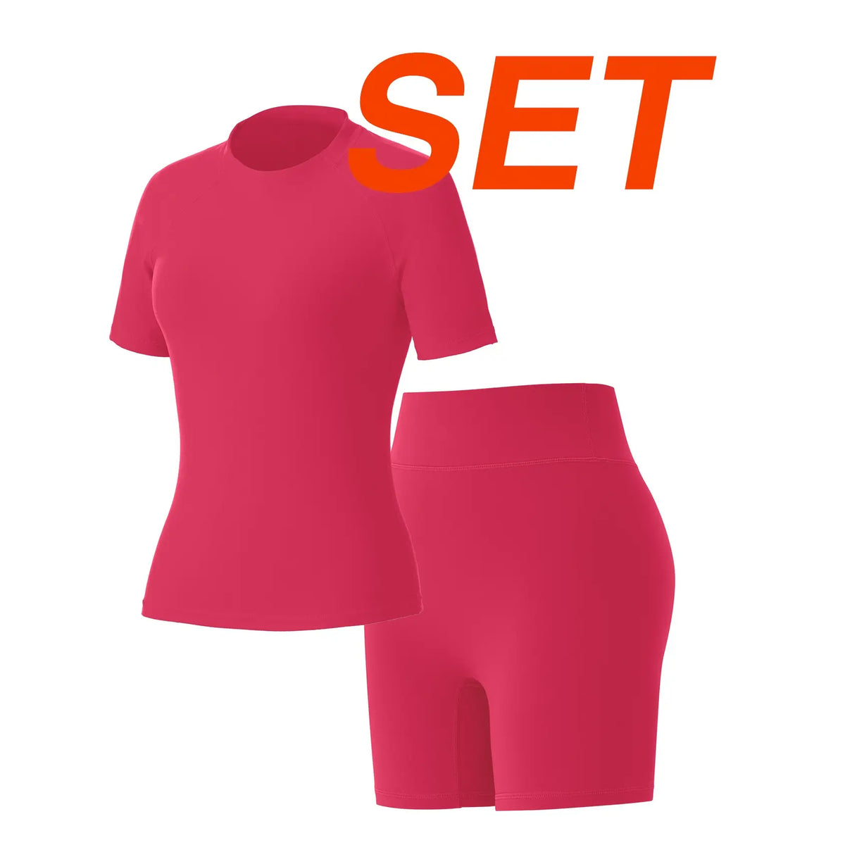 Uncia Active Women Stylish Raglan Short Sleeve Yoga Matching Set, Soft Stretch Crop Top & High Waist Biker Shorts Separates, Multi-Color Moisture Wicking Workout Activewear for Sports Daily Wear Backtoschool