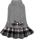 Dog Sweater Dress for Small Dogs Turtleneck Thick Knit Pullover
