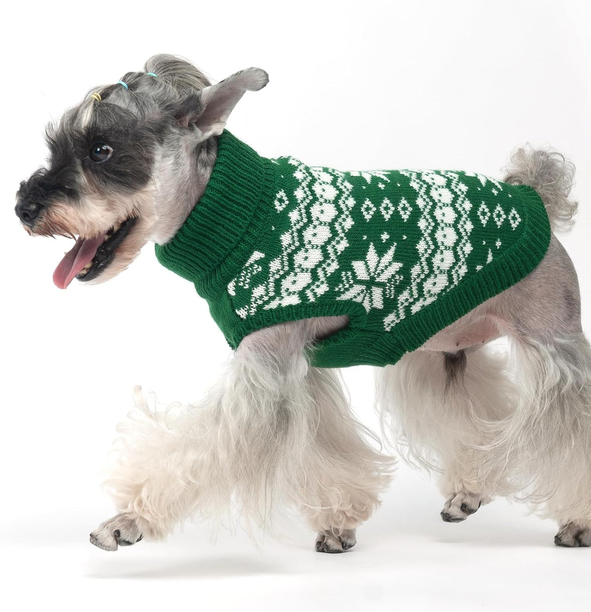 Cable Knit Dog Sweater Turtleneck, Cold Weather Pullover Classic Knitwear, Snowflake Pattern Thick Warm Winter Pet Clothes, Dog Christmas Sweater for Small Medium Large Dogs Cats, Green S