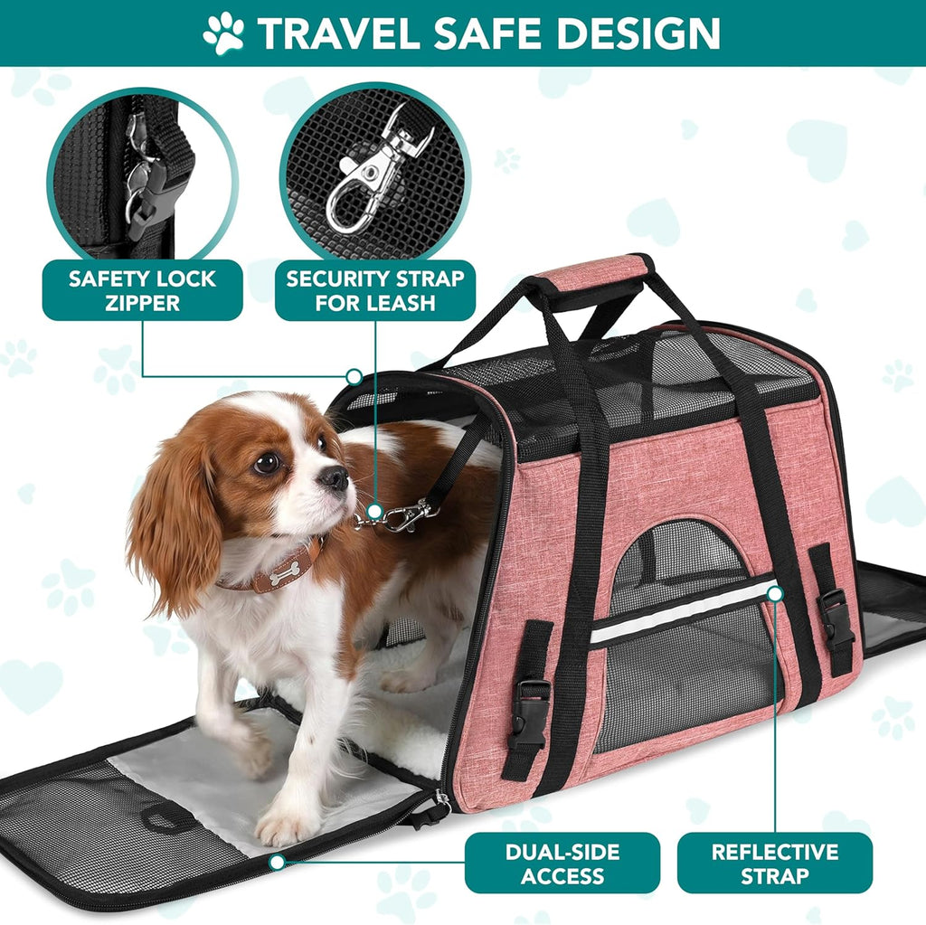 Airline Approved Pet Carrier Cat Small Dogs, Small Heather White Red
