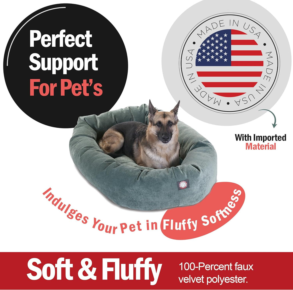 Micro Velvet Dog Bed, 52 Inch X-Large, Round, Washable, Azure