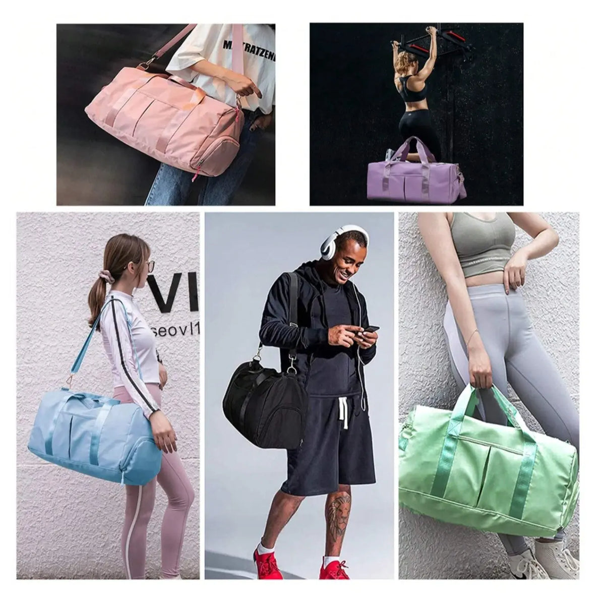 Unisex Waterproof Gym Bag, Casual Sports Bag with Shoe Compartment and Wet-Dry Separation, Ideal for Training, Swimming, Yoga and Weekend Travel