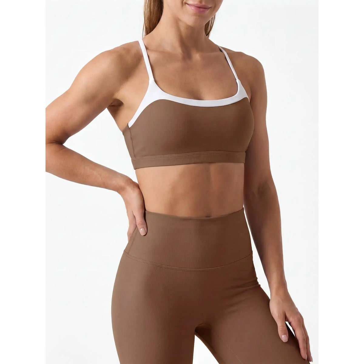Aoysky Women'S Wireless Padded Spaghetti Strap Scoop Neck Cross Back Workout Bra - 3/4 Coverage Athleisure Crop Top for Yoga, Running; Check Size Chart