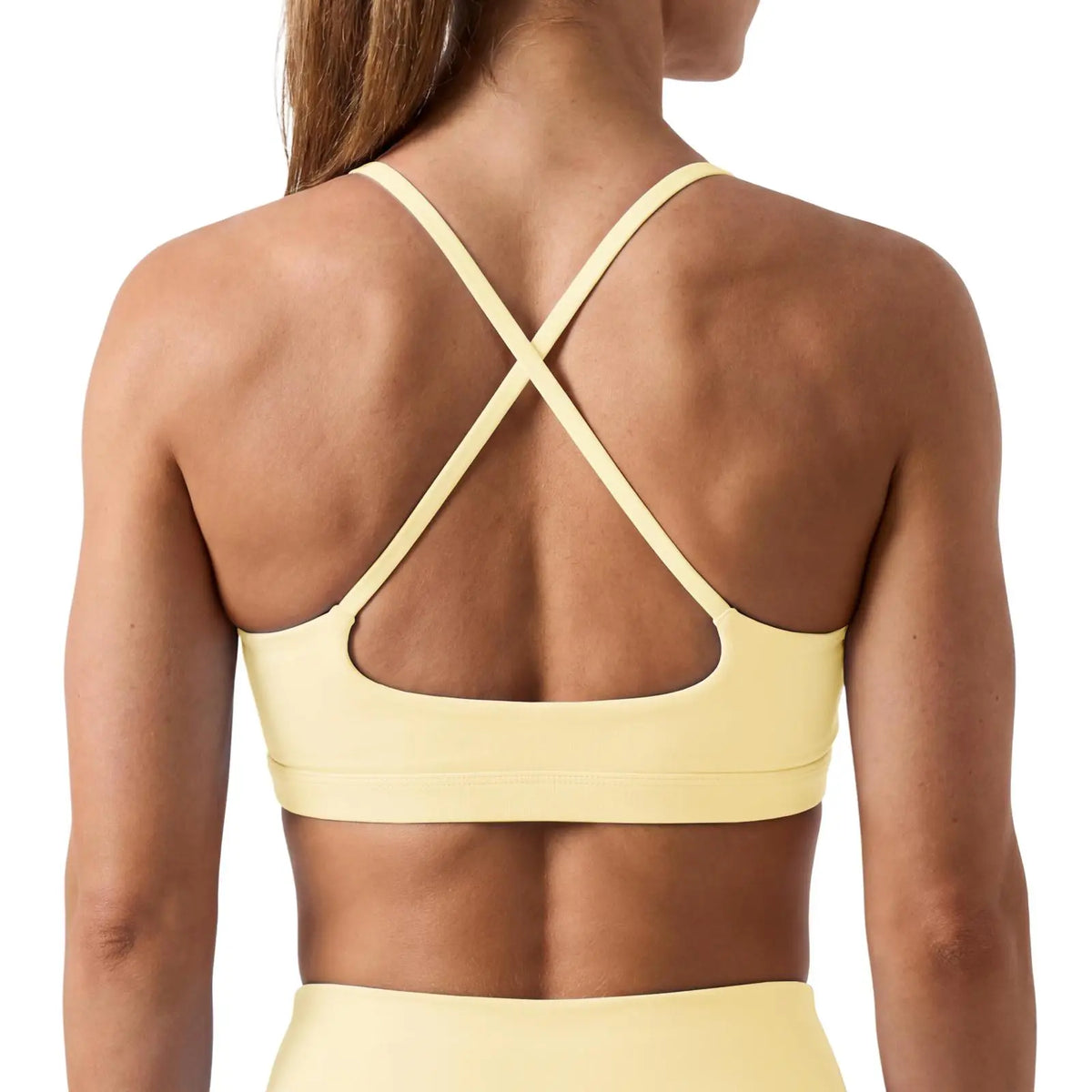 Aoysky Women'S Wireless Padded Spaghetti Strap Scoop Neck Cross Back Workout Bra - 3/4 Coverage Athleisure Crop Top for Yoga, Running; Check Size Chart