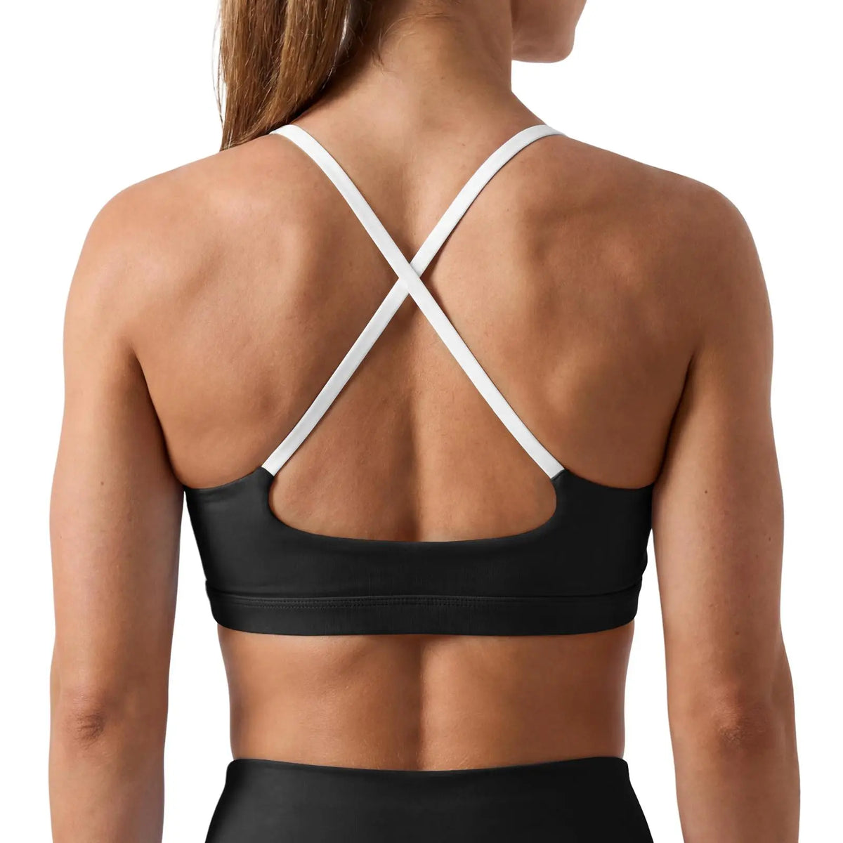 Aoysky Women'S Wireless Padded Spaghetti Strap Scoop Neck Cross Back Workout Bra - 3/4 Coverage Athleisure Crop Top for Yoga, Running; Check Size Chart