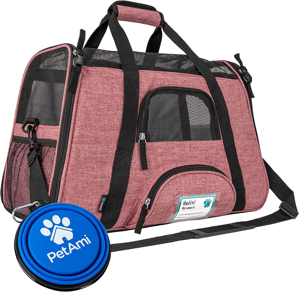 Airline Approved Pet Carrier Cat Small Dogs, Small Heather White Red