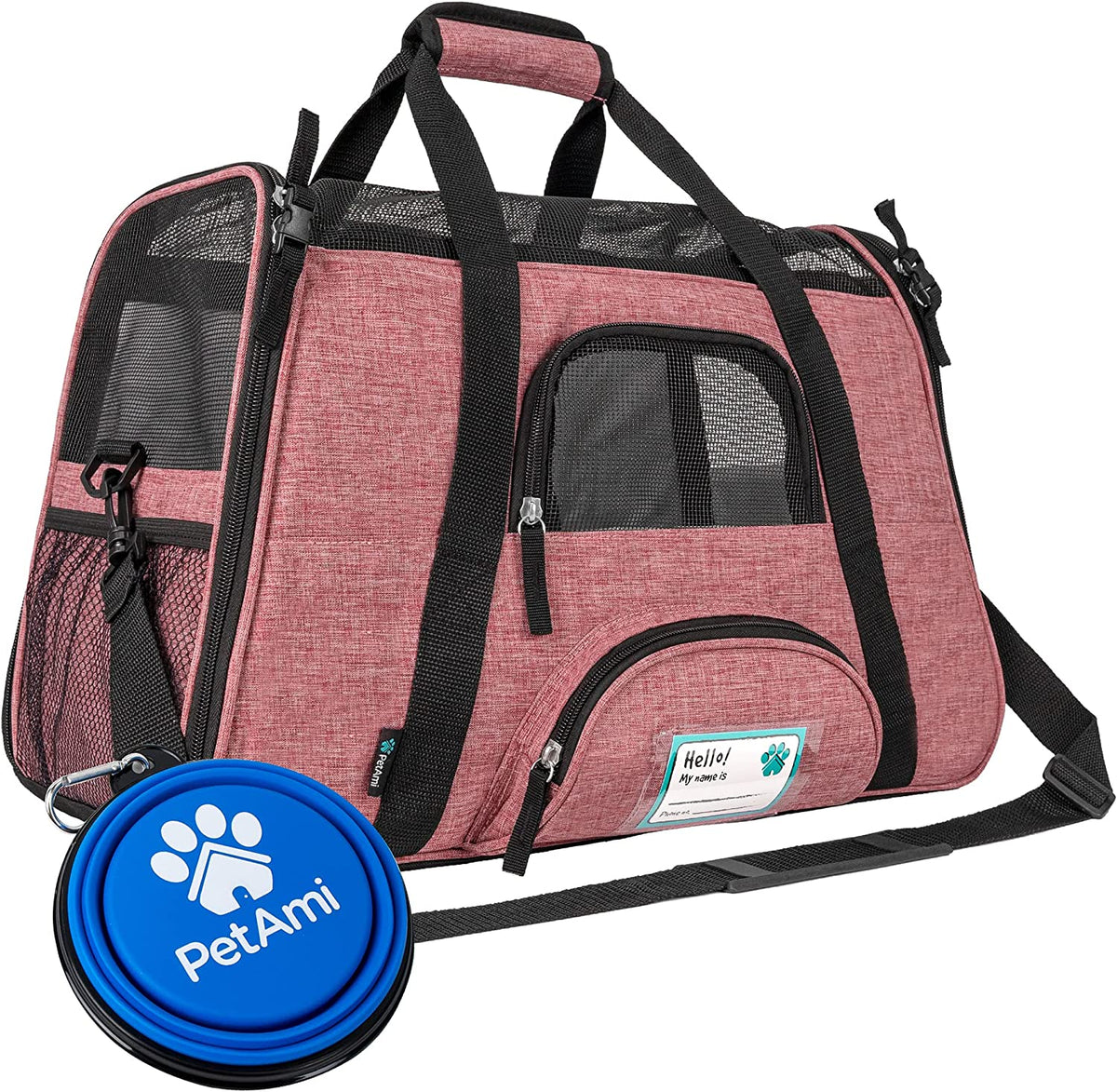 Airline Approved Pet Carrier Cat Small Dogs, Small Heather White Red