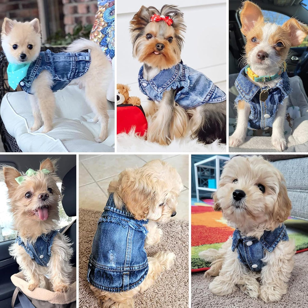 Dog Jeans Jacket Pet Denim Vest, Dog Clothes for Small Dogs & Puppies