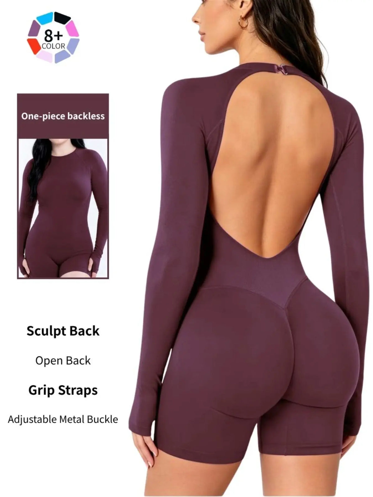 Adjustable Backless Gym Bodysuit, Comfortable Activewear, Ideal for Fitness Enthusiasts, Versatile Design for Various Exercises