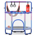 Yohood 55" Trampoline for Kids with Enclosure, 6-In-1 Toddler Trampoline Indoor Outdoor, Upgrade Full Anti-Rust Tube with Adjustable Gymnastics Bars for Boys Girls