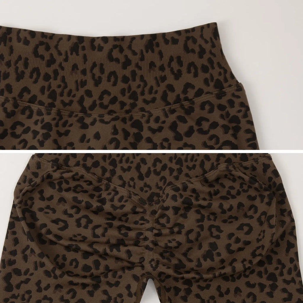 TIMEOFF Women'S Fresh Fashion Sports Shorts, High Waist Seamless Sculpt Stretch Activewear with Anti-Roll Waistband for Yoga & Daily Fit, Women'S Clothes, Leopard Print Wear,Travel Essentials,Camping Essentials, Cheetah Print, Clothes for Women